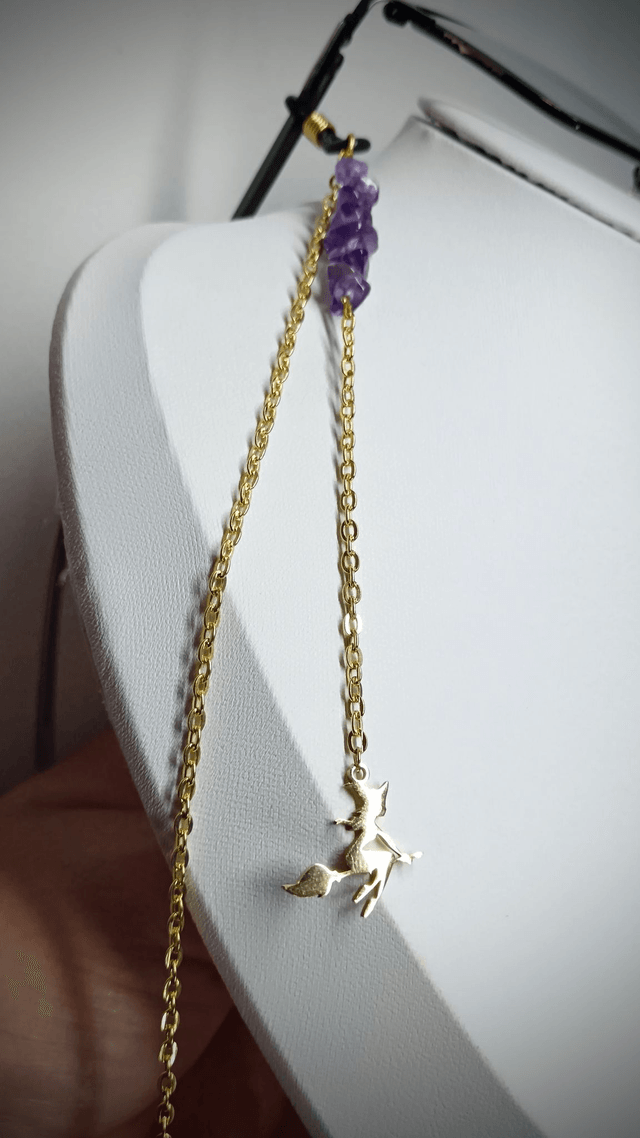 Chaine de lunettes SORCIÈRE doré TOUCHE DE MAGIE