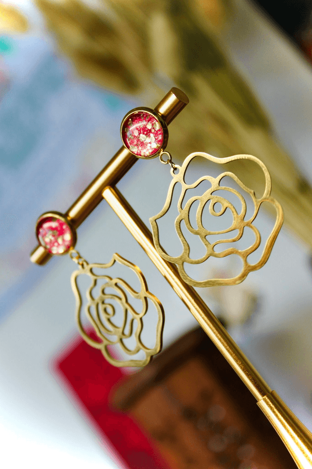BO Roses dorées - Magie rose (rose magenta / électrique et paillettes dorées)