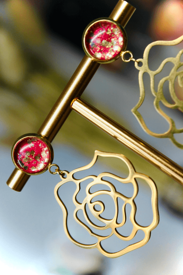 BO Roses dorées - Magie rose (rose magenta / électrique et paillettes dorées)