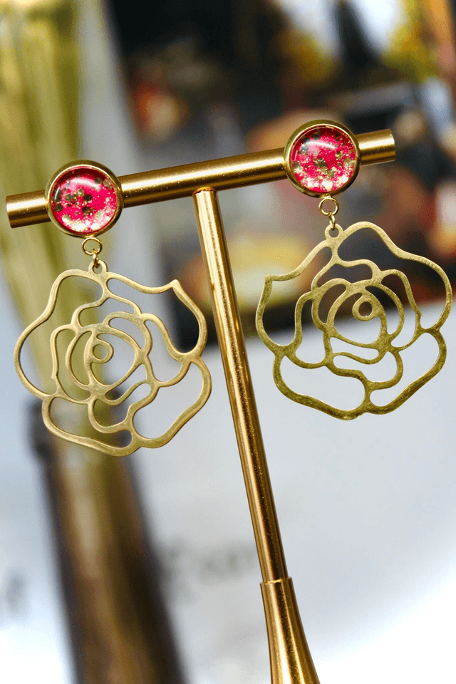 BO Roses dorées - Magie rose (rose magenta / électrique et paillettes dorées)