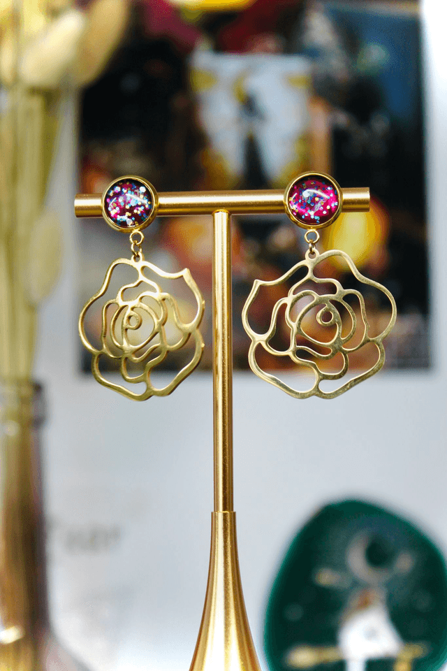 BO Roses dorées - Eclipse féerique (aubergine et paillettes multicolores)