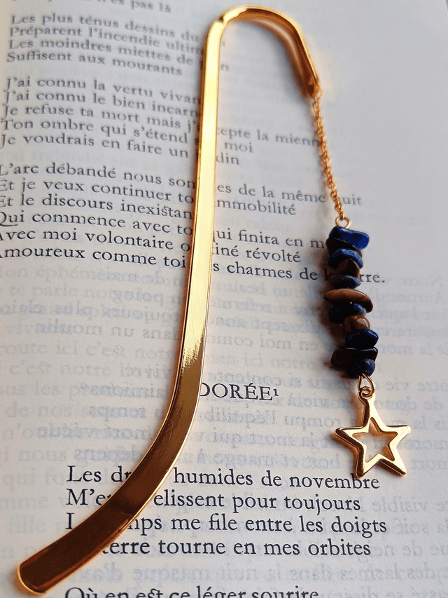 Marque page JE RAYONNE Lapis-Lazuli et Oeil de tigre