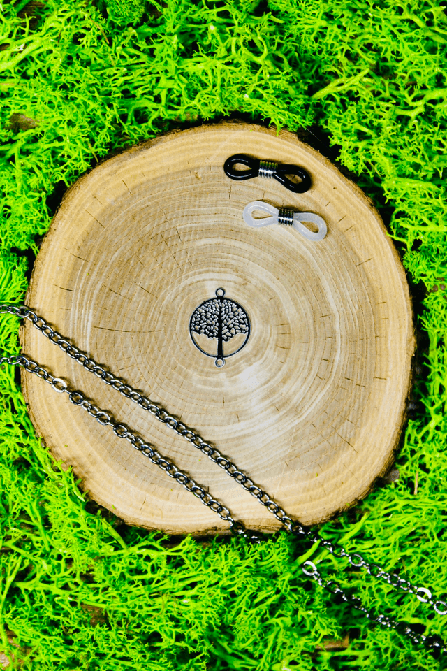 Chaine de lunettes intemporelle Arbre de vie argentée personnalisée
