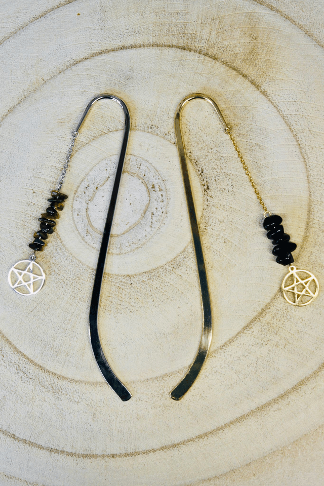 Marque page personnalisable pentacle argenté