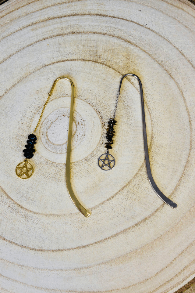 Marque page personnalisable pentacle doré