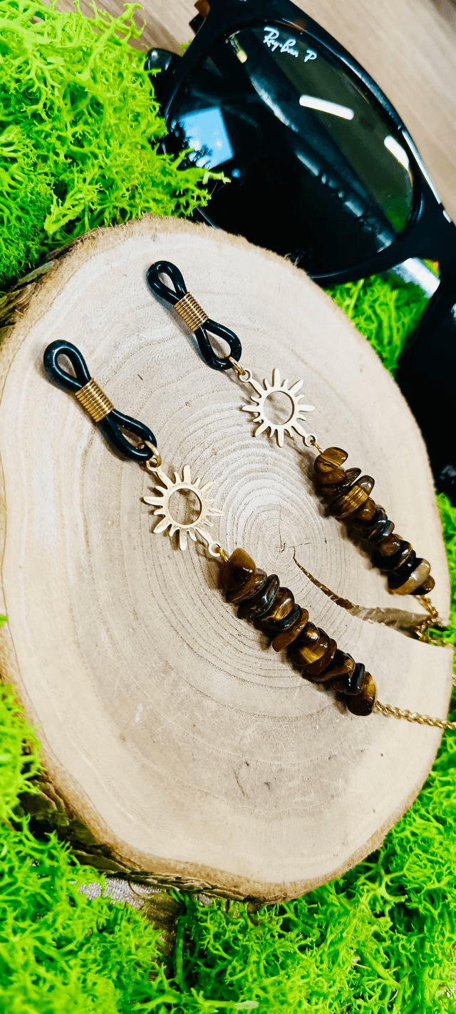 Chaine de lunettes Soleil d&#039;été Oeil de tigre - Collection d&#039;été Eclats d&#039;Ame