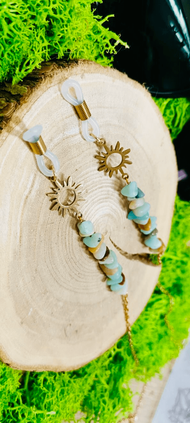 Chaine de lunettes Soleil d&#039;été Amazonite - Collection d&#039;été Eclats d&#039;Ame
